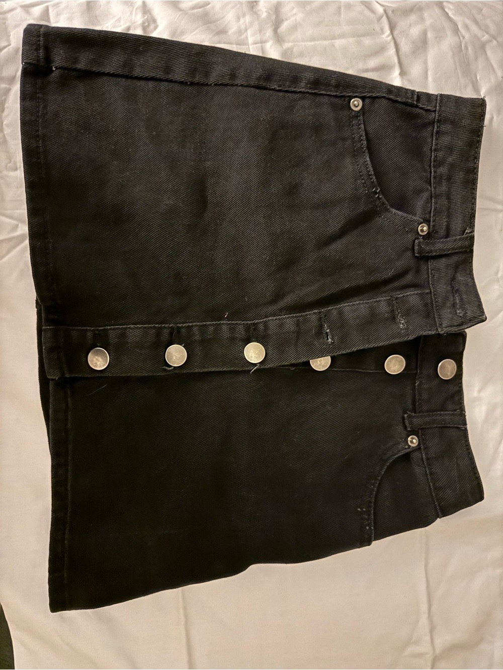 Forever 21 Black Button-Front Denim Mini Skirt